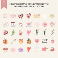 99 Transparent Free Digital Planner Stickers PNG Format for iPad