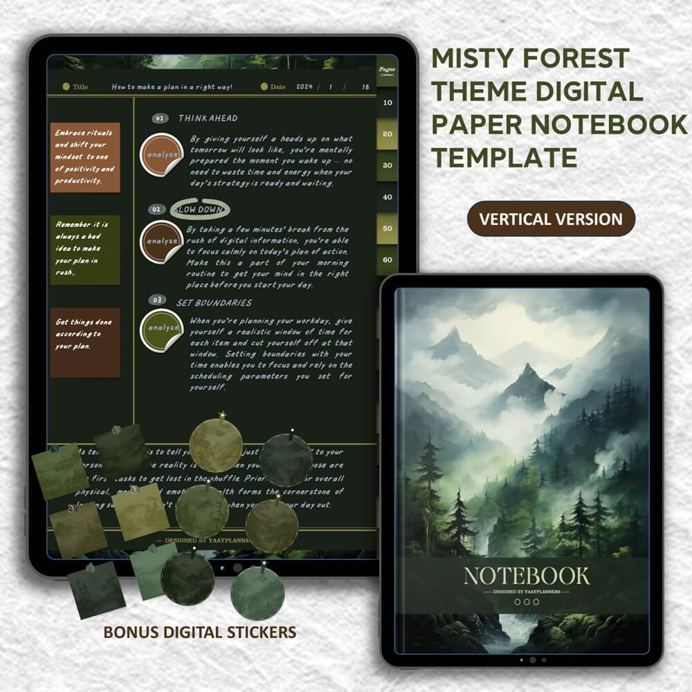 Misty-Forest-Theme-Digital-Cornell-Method-Template-PDF-1 Misty Forest Theme Digital Cornell Method Template PDF