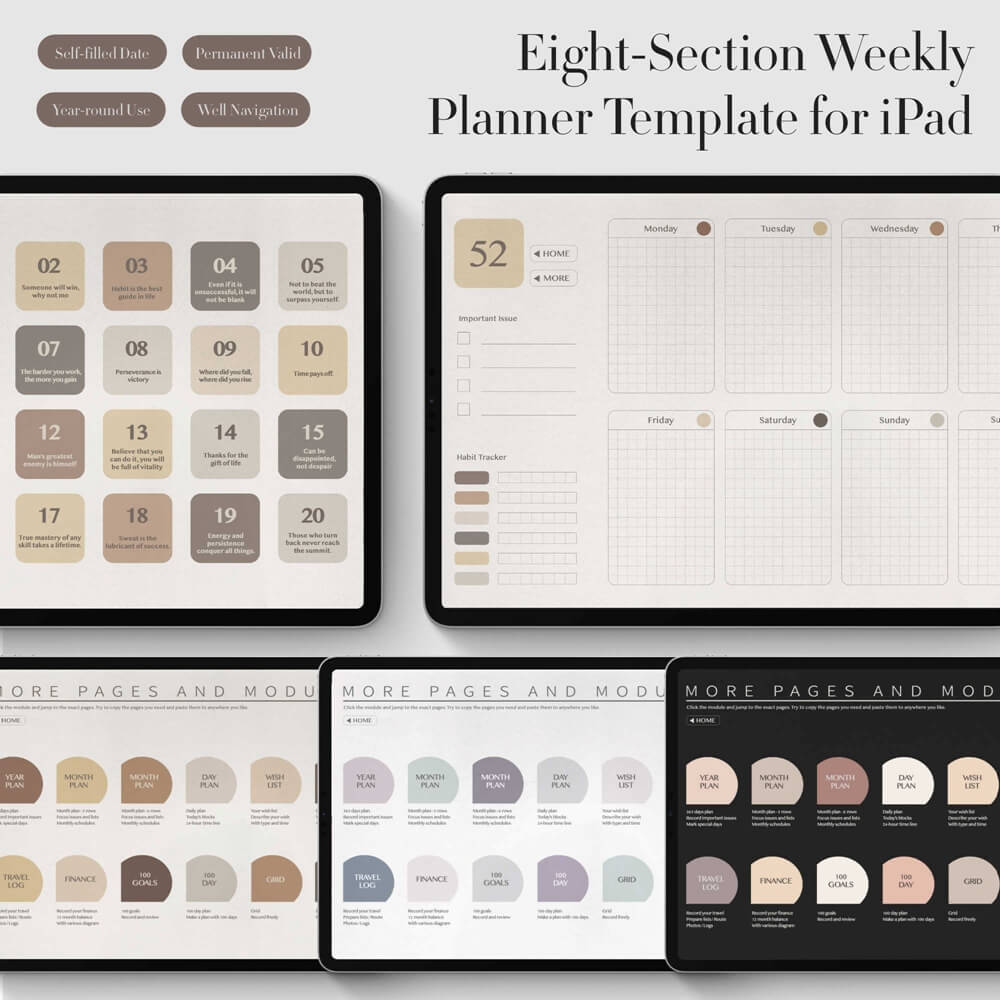morandi-eight-section-undated-weekly-planner-template-1 Morandi Eight-Section Undated Weekly Planner Template